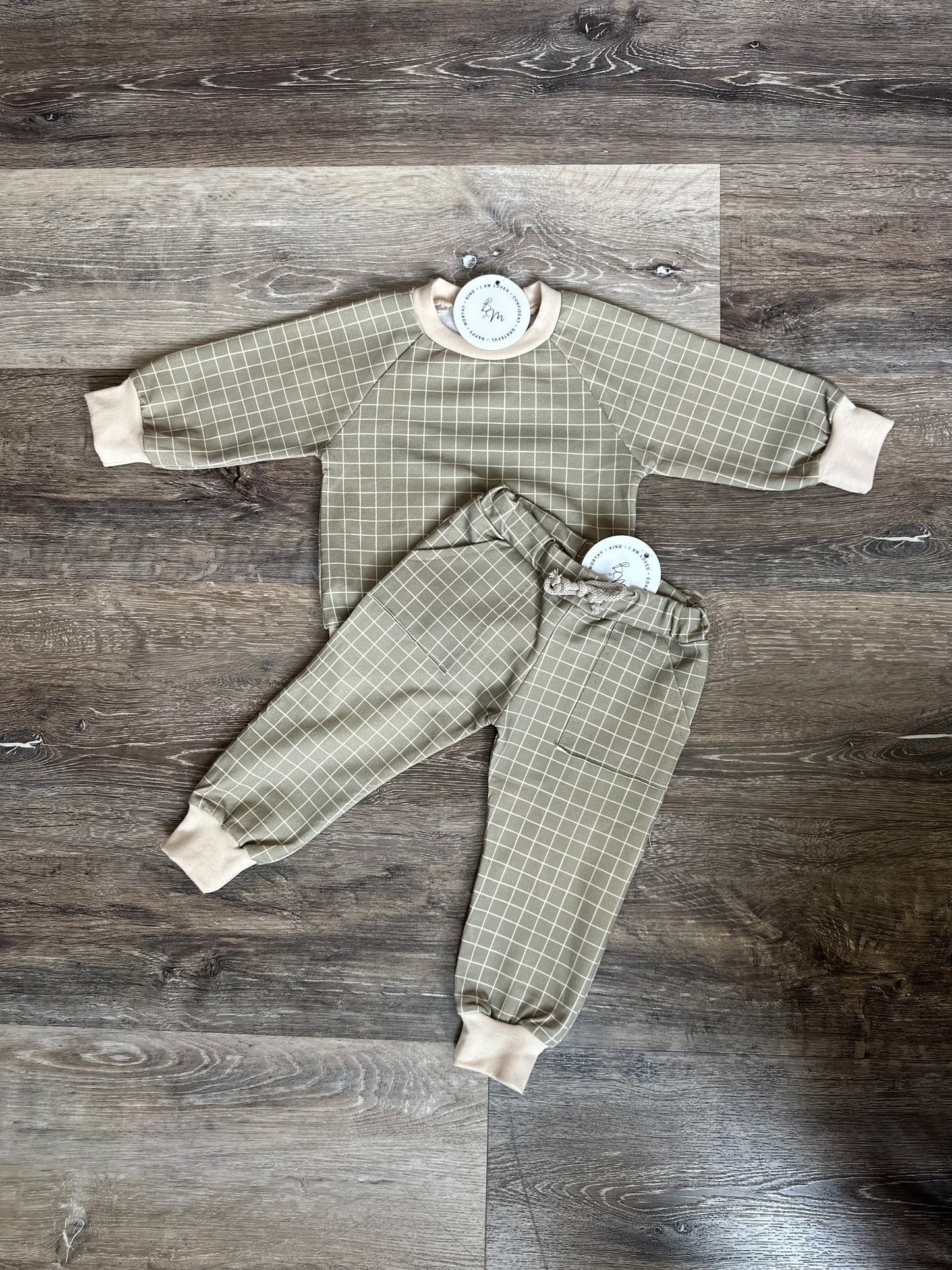 Olive Grid Pants