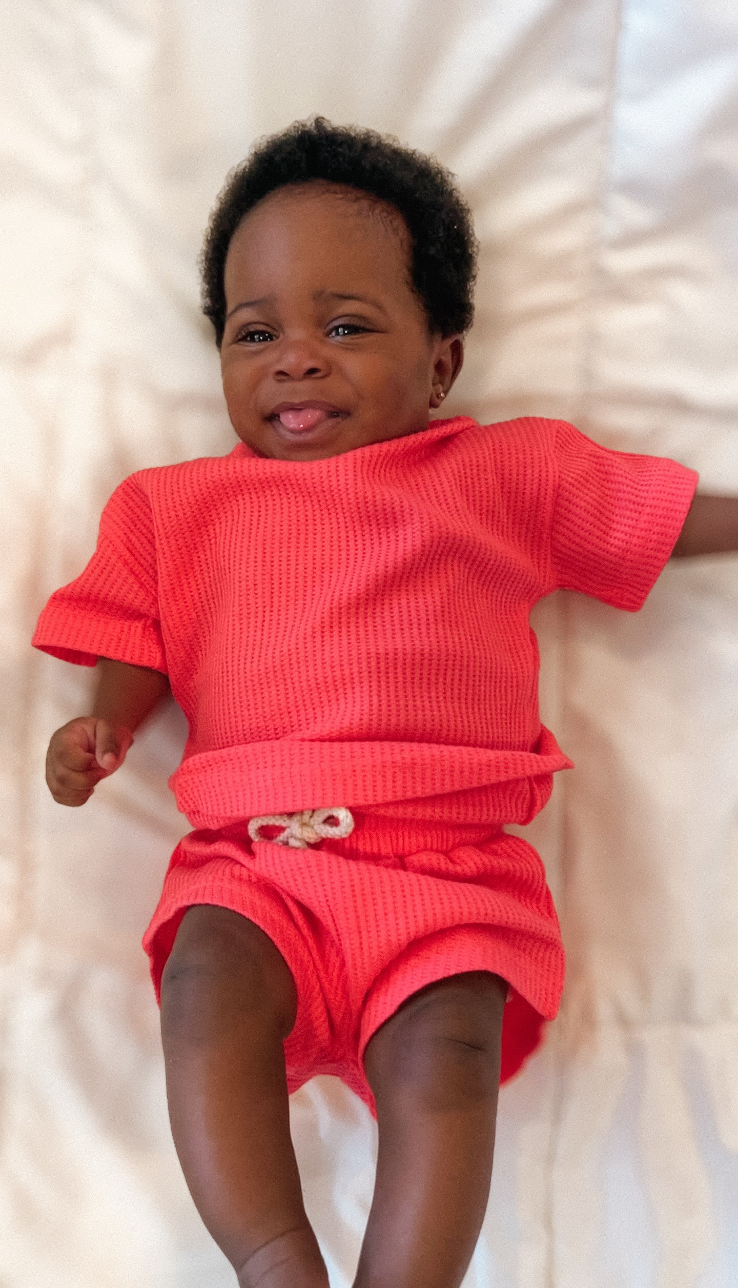 Waffle Knit Set | Neon Pink