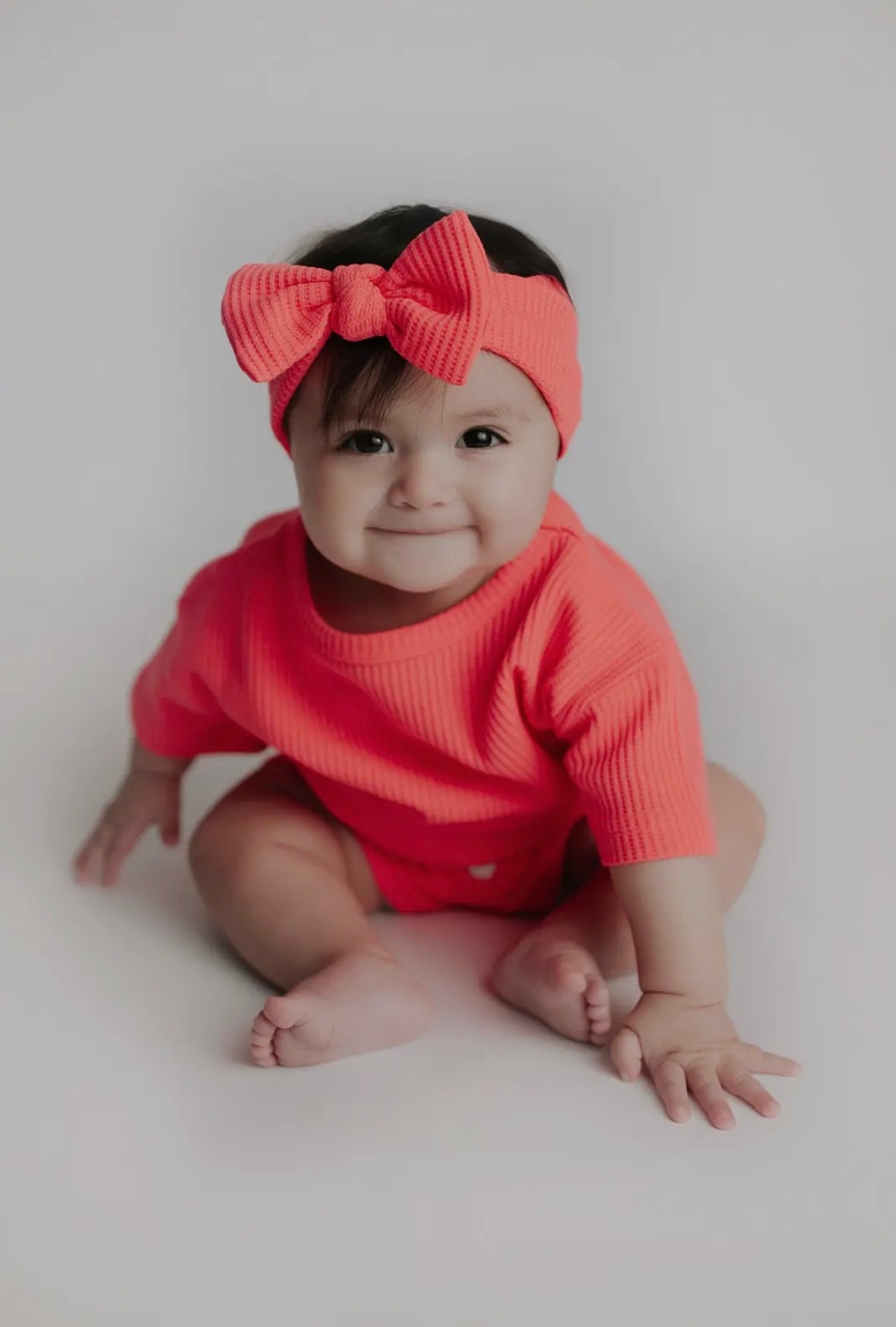 Waffle Knit Set | Neon Pink