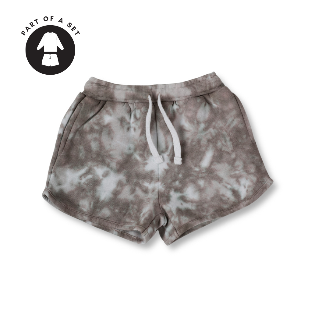 COTTON TIE-DYE SHORTS // TAUPE