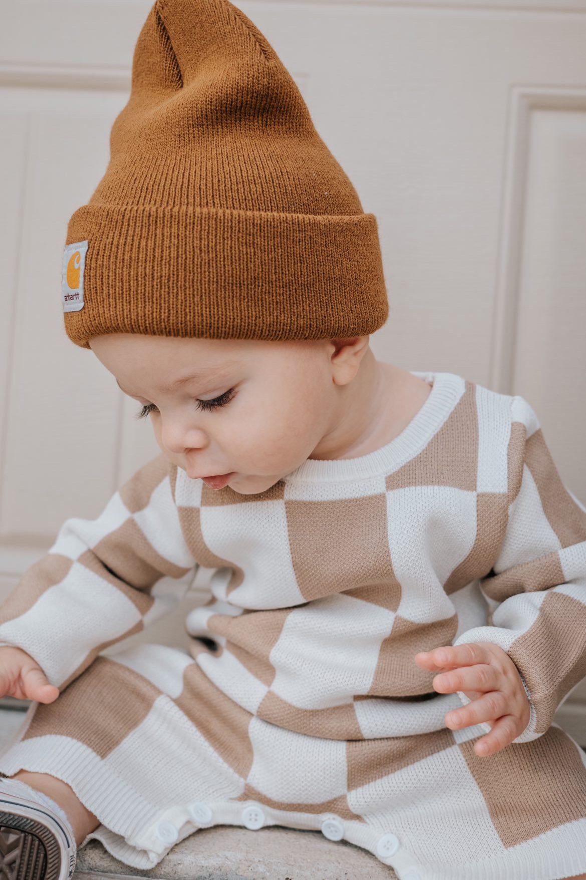 Checkered Sweater Romper