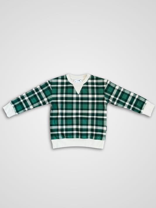 Green & Cream Plaid Crewneck