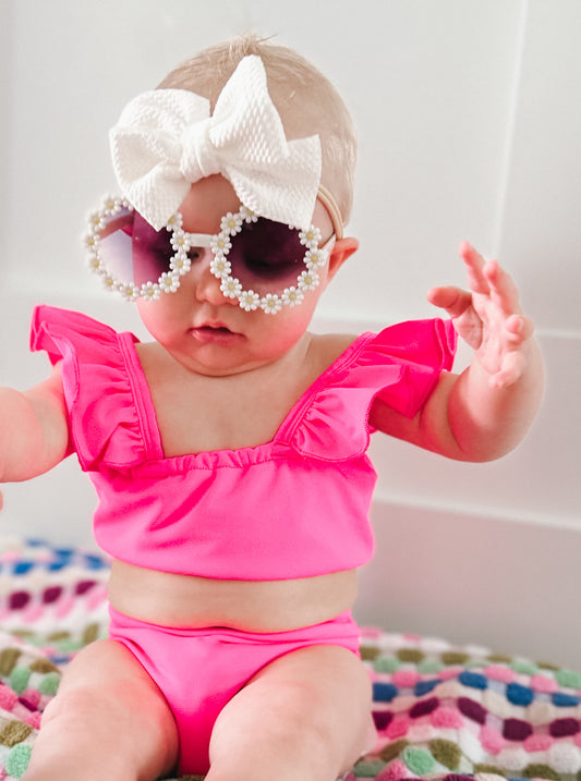 PRETTY IN PINK RUFFLE SWIMSUIT
