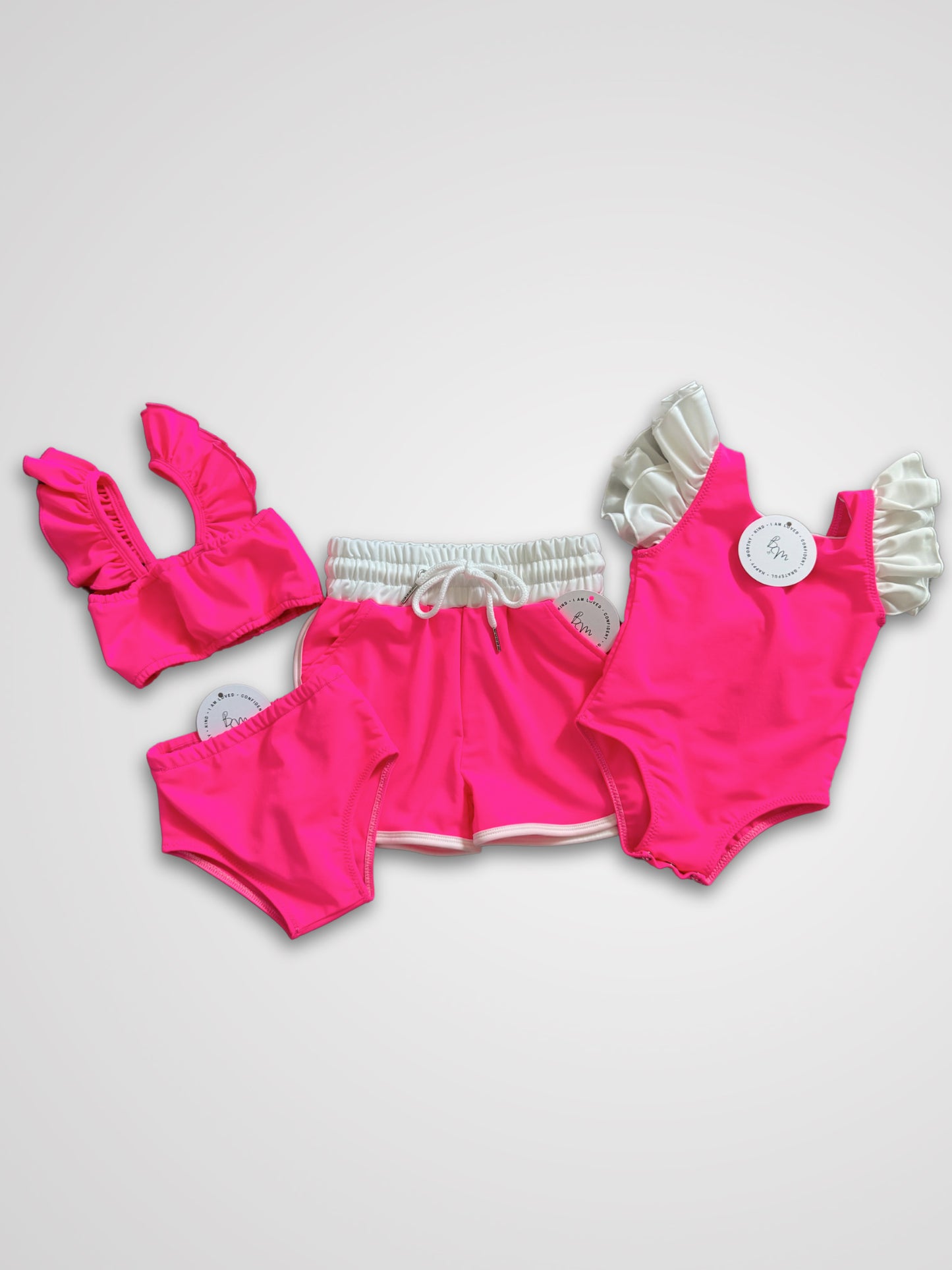 PUT A BOW ON IT - PINK & WHIITE SWIMSUIT