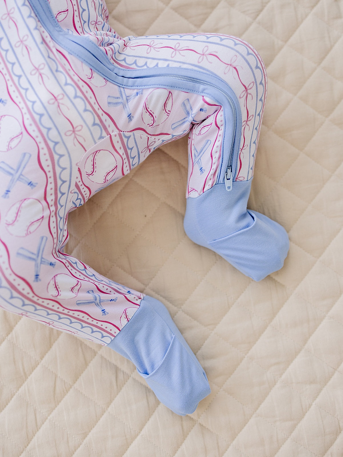 Bamboo Zip Romper | Baseball Girl