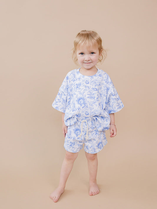 Shorts Set | Blue Flowers
