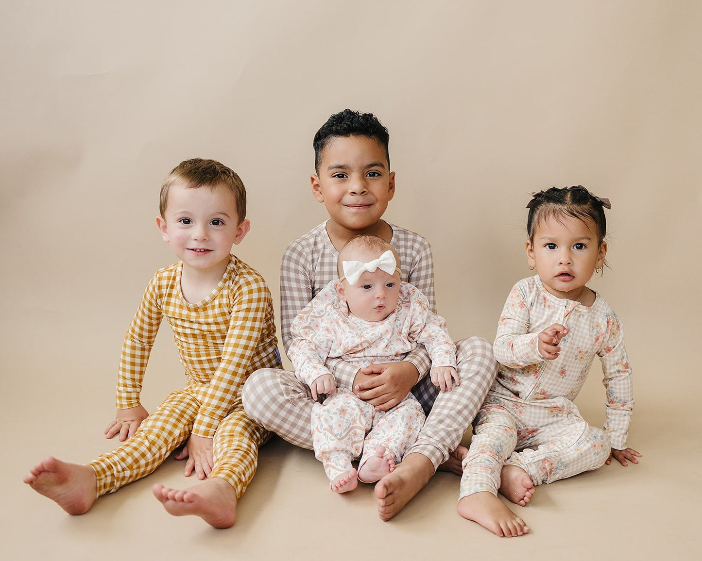 Bamboo Two Piece Set | Beige Gingham