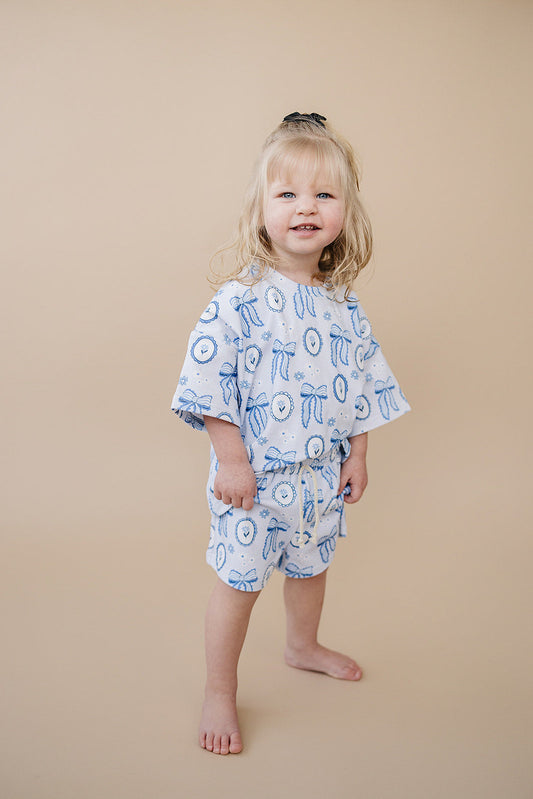 Shorts Set | Blue Bow