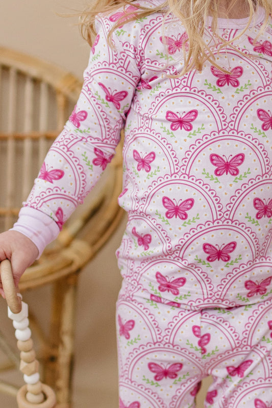 Bamboo Two Piece Set | Pink Butterfly
