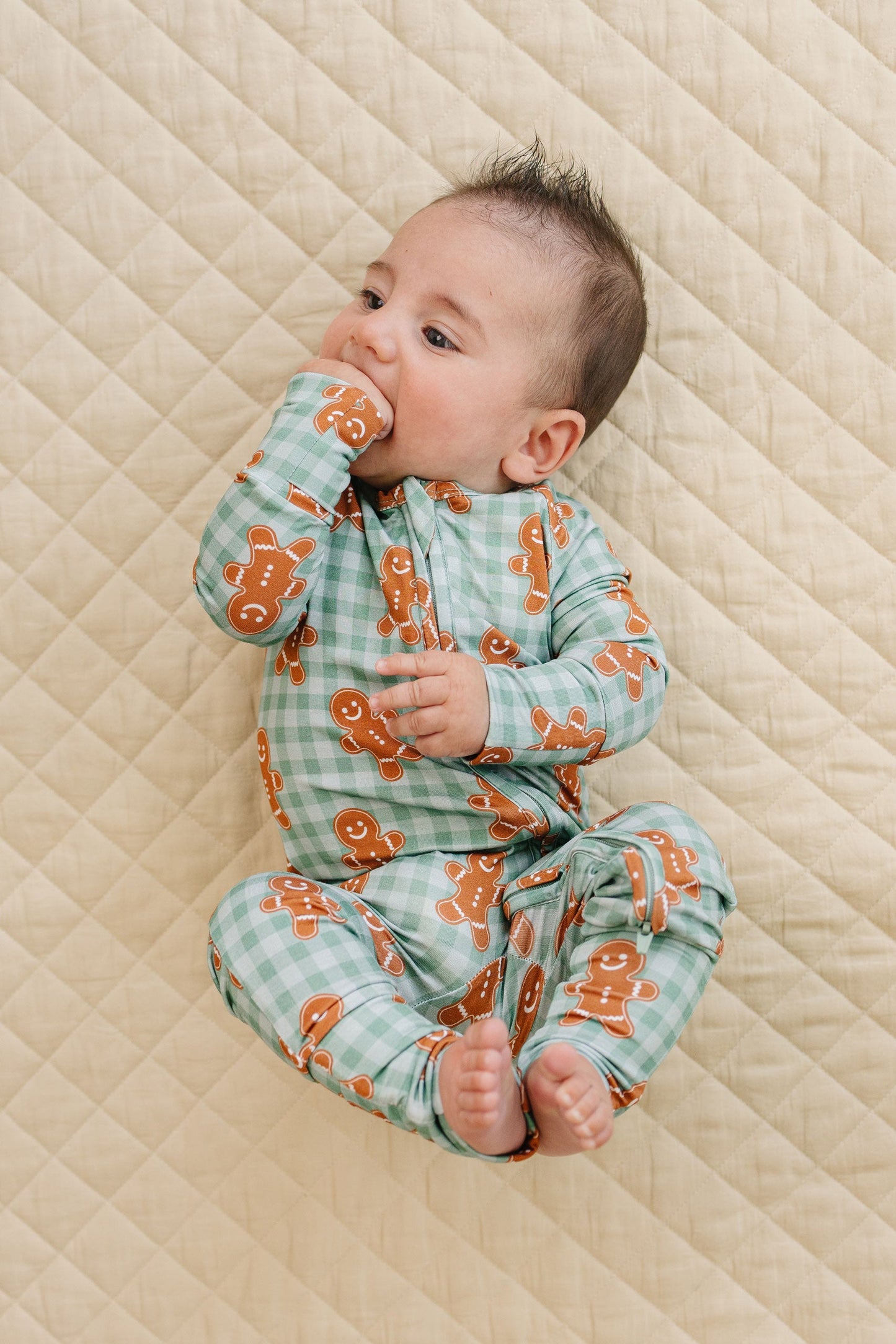 Bamboo Zip Romper | Gingerbread Gingham