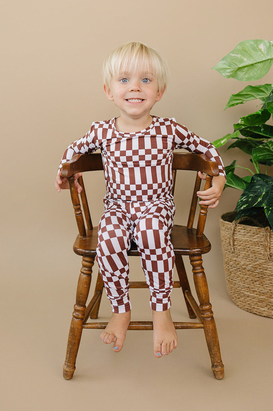 Bamboo Two Piece Set | Chocolate Checkered