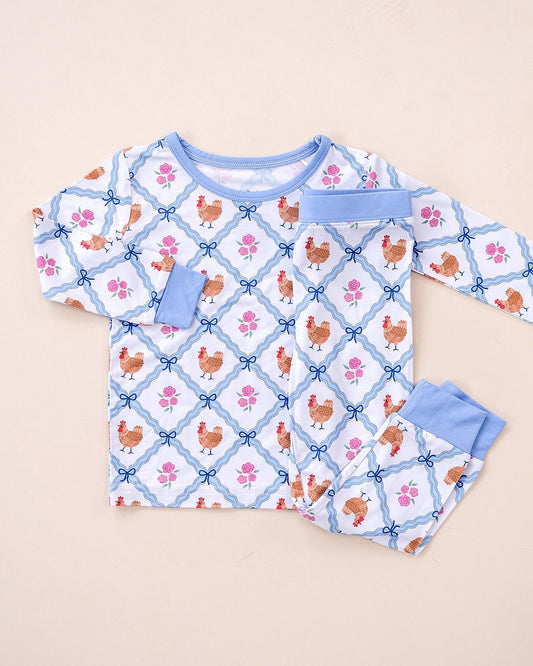 Bamboo Two Piece Set | Chickens & Flowers