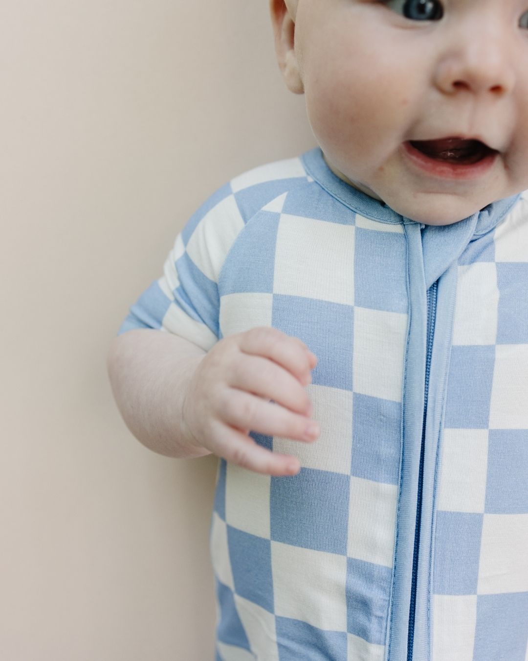 Bamboo Shorty Romper | Blue Checkered