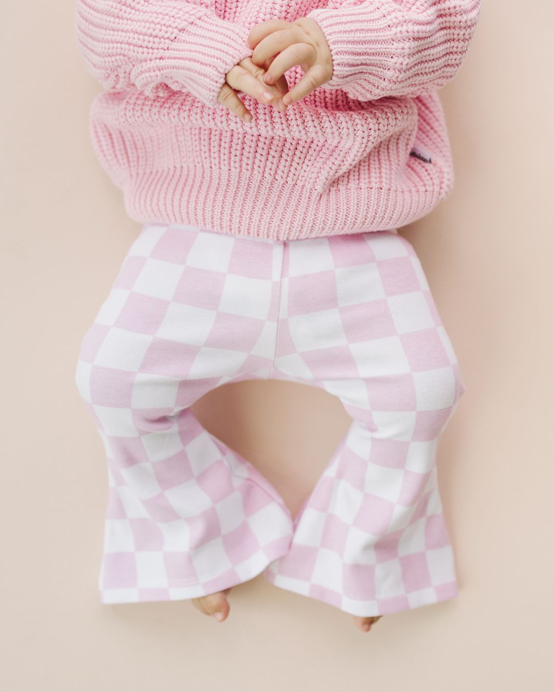 Checkered Flare Pants | Pink