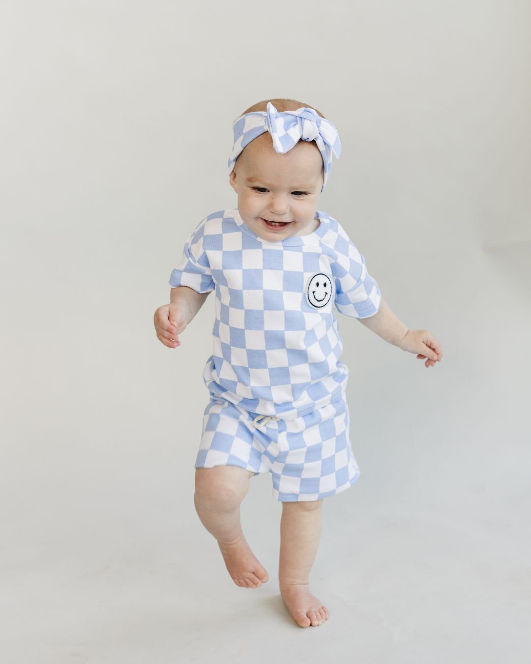 Checkered Shorts Set | Blue