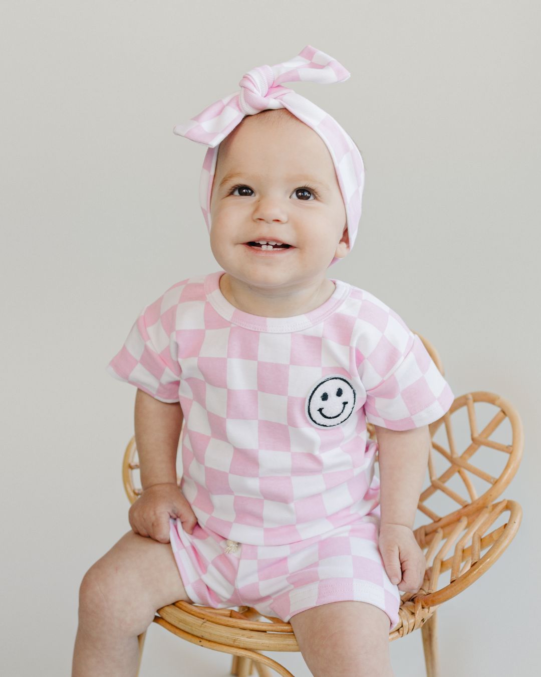 Checkered Shorts Set | Pink