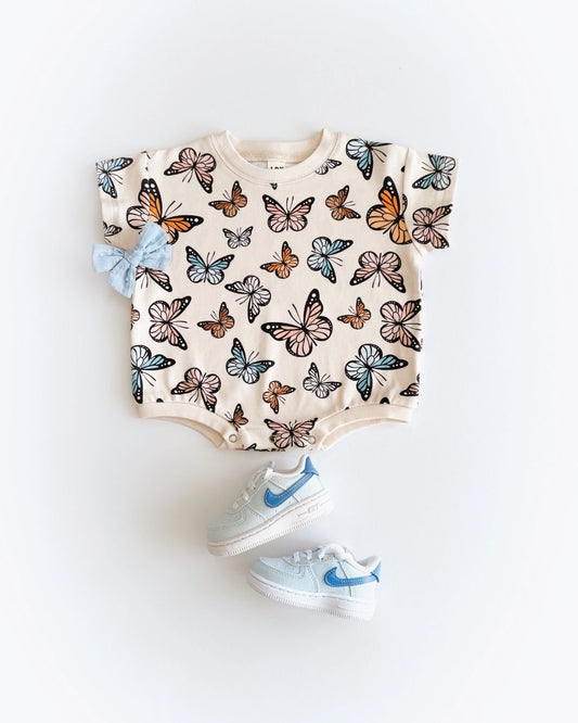 Short Sleeve Bubble Romper | Butterflies