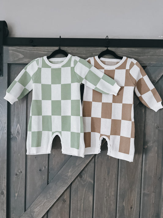 Checkered Sweater Romper