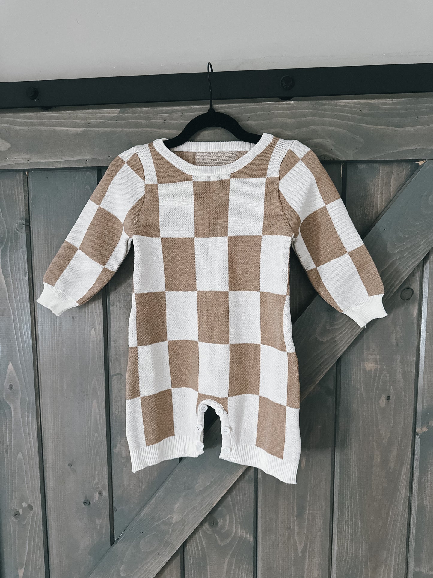 Checkered Sweater Romper
